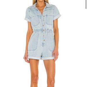 Show Me Your Mumu Light Blue Denim Canon Romper Size Large Boho Festival Utility